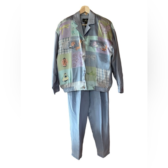 1980s Mureli 100%‎ Silk Pant Suit - Picture 1 of 8